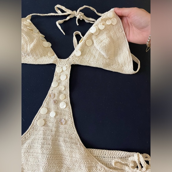 Anna Kosturova Gorgeous One Piece Handmade Monokini Crochet Beaded Swimsuit ๐โ๏ธ๐ - Picture 7 of 13